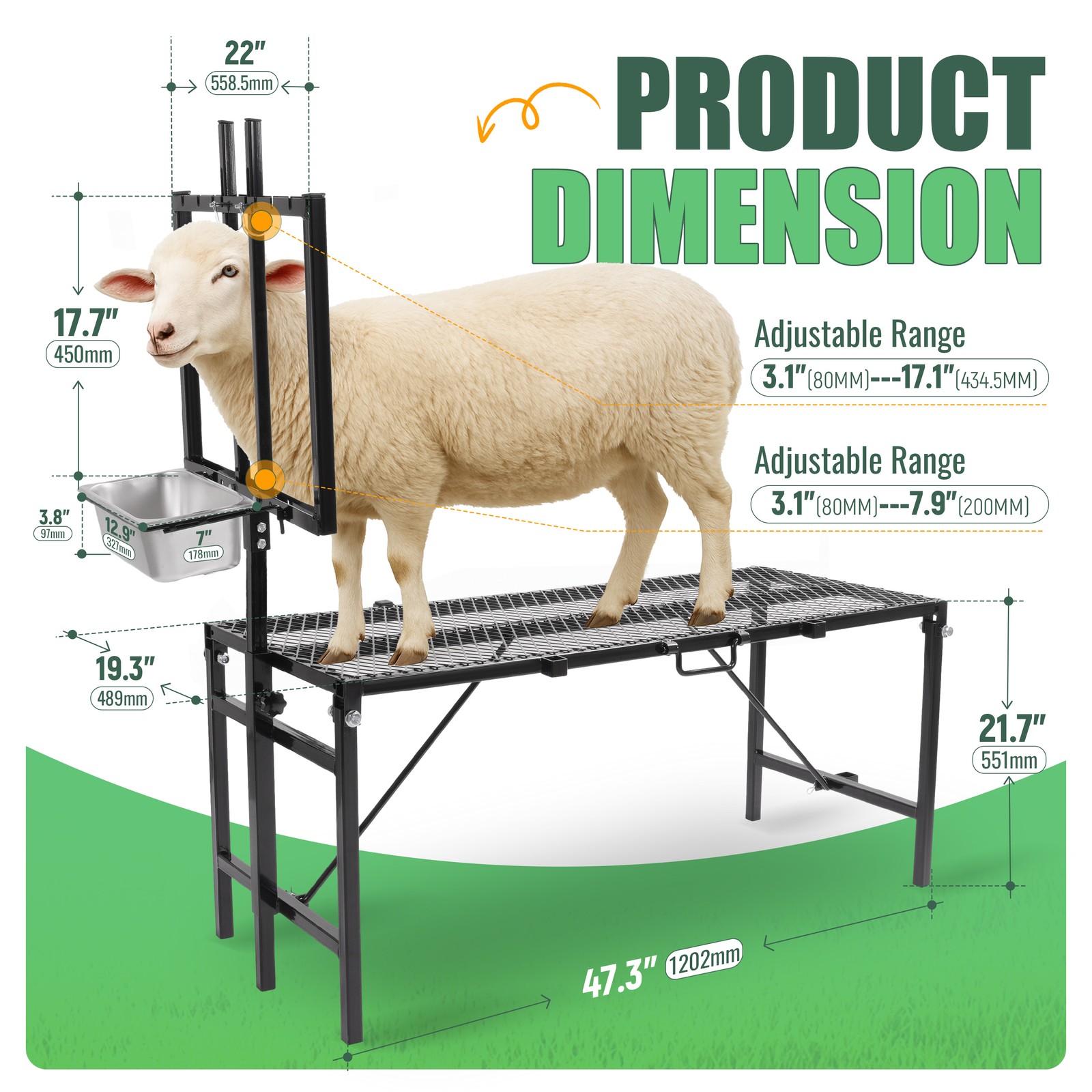 New Black Livestock Feeder Horned Milking Stand Adjustable For Goats & Sheep