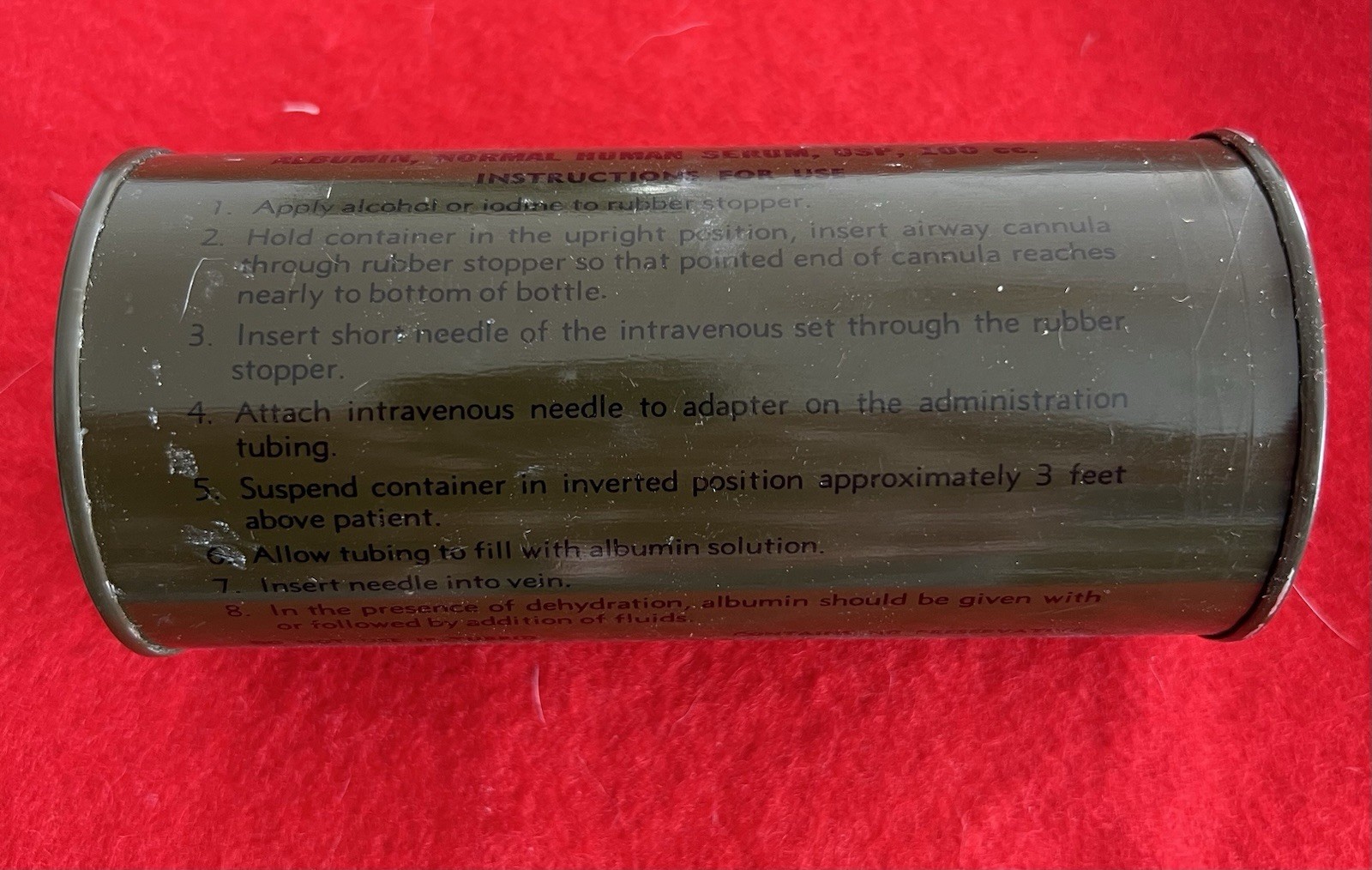 Vietnam War Era US Serum Albumin Can LRRP SEAL SOG MIKE FORCE First Aid Medic