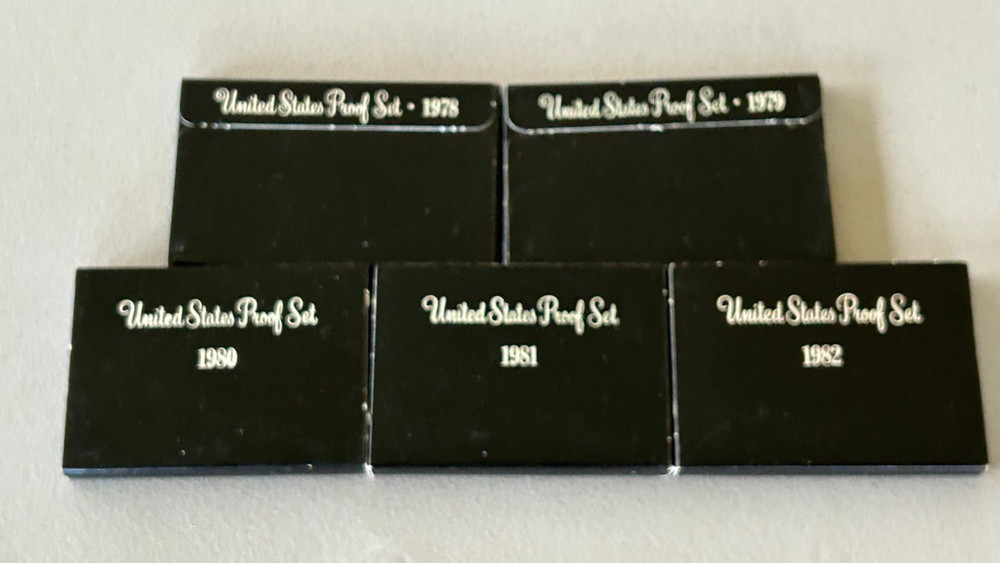 5 US Mint Proof Sets 1978 - 1982 OGP “S” Mint Mark