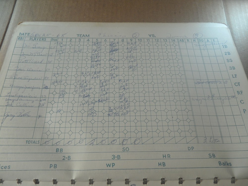 9A-8 1968 Minnesota Twins 3rd base coach scorebook