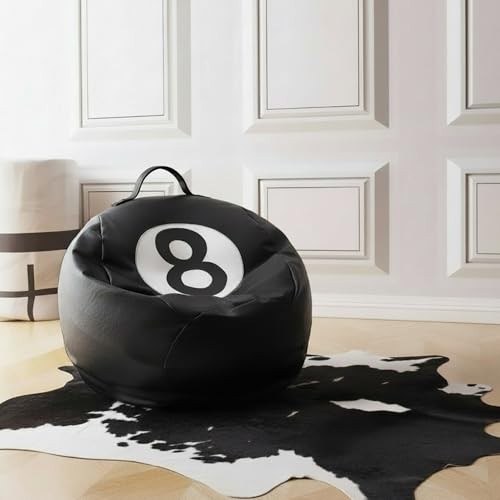 8 Ball Bean Bag Chair Cover Black 8 Ball Stuffed Leather Bean Bag Storage for