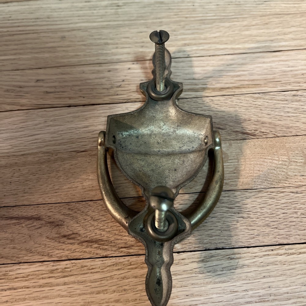 Vintage Solid Brass Door Knocker Classic Urn Style Original Mounting Hardware