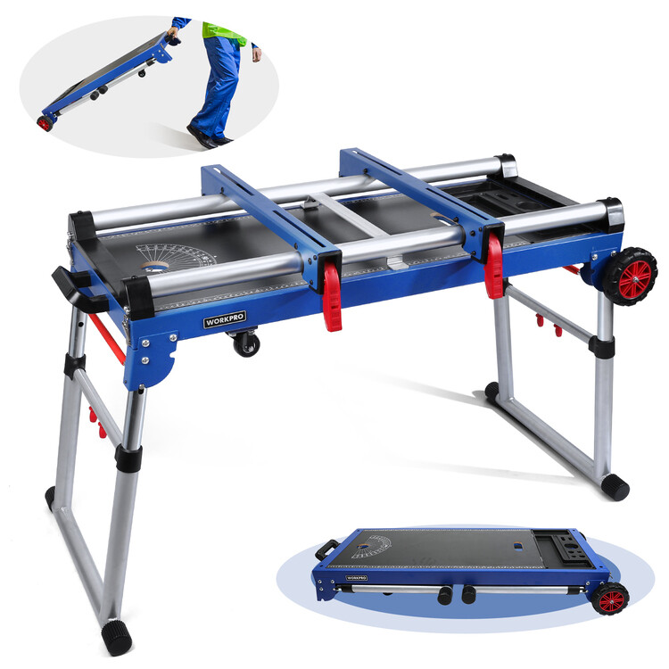 5-in-1 Portable Workbench Miter Saw Stand Quick Folding Worktable Adjustable Leg