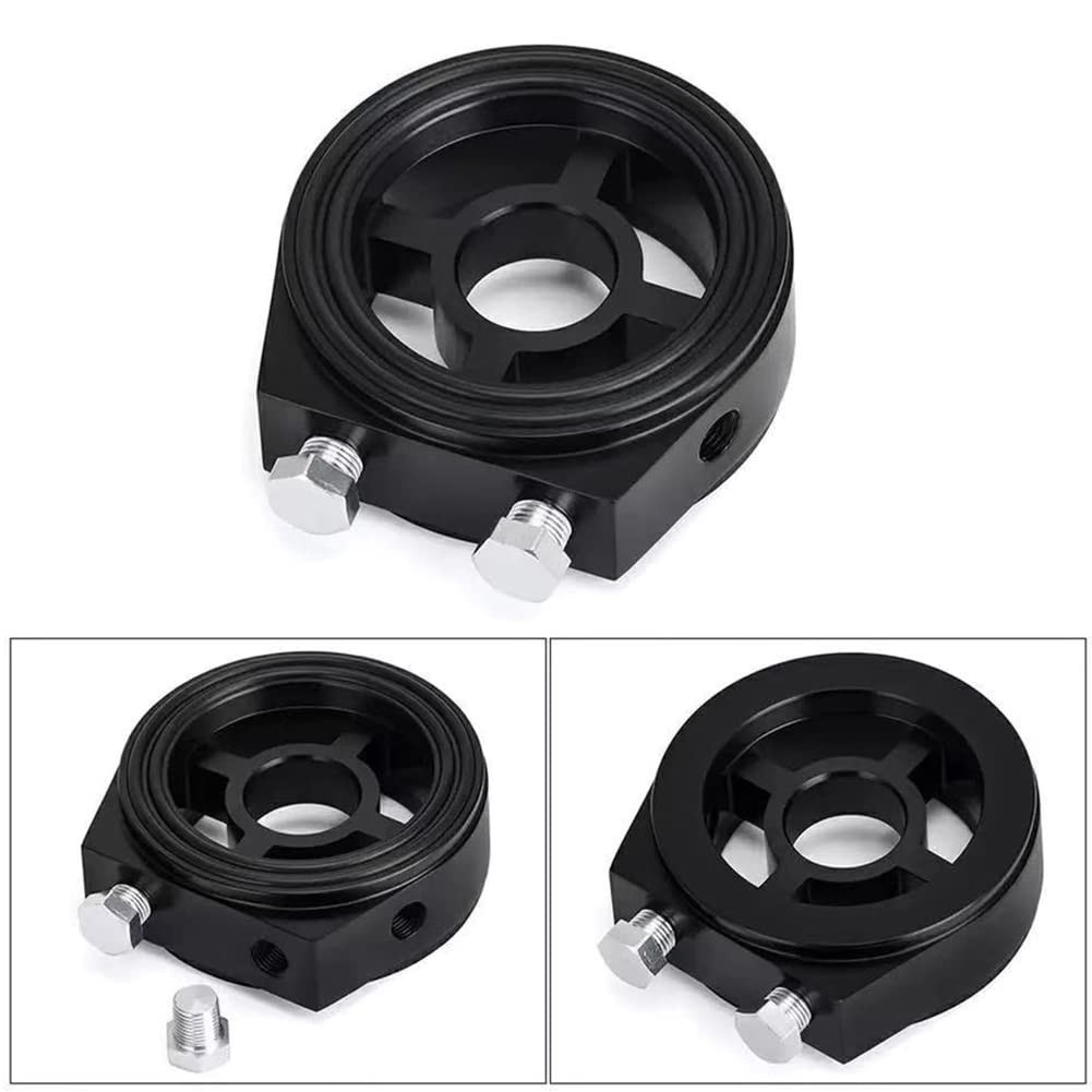 Oil Filter Sandwich Plate Thread Adapter, Universal Aluminum black