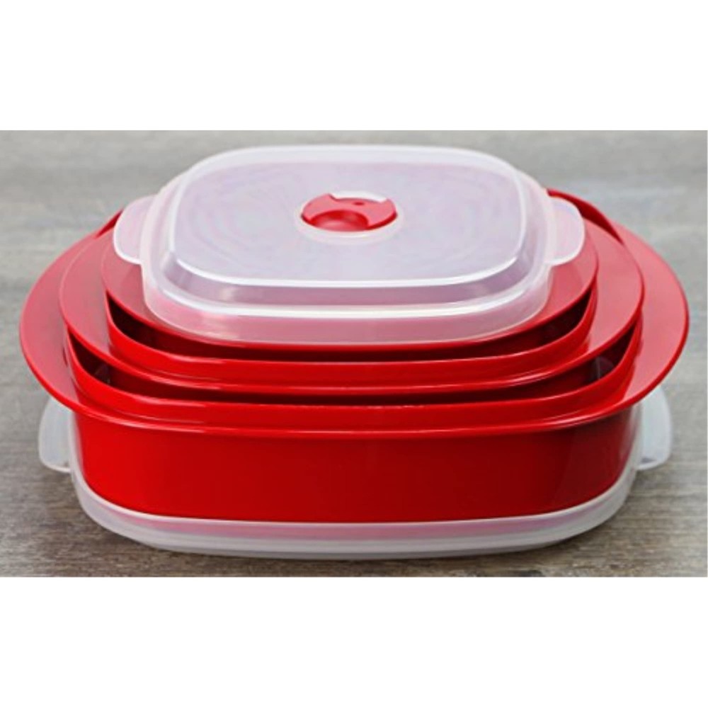 Reston Lloyd Nesting Microwave Containers, Set of 3, Multiple Sizes, Red