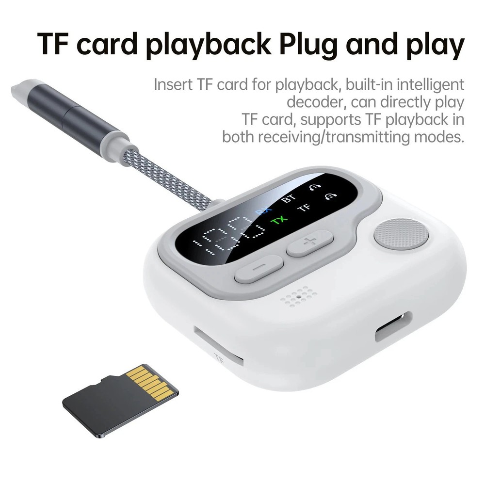 Portable Bluetooth 5.4 Receiver Transmitter Lightweight Audio Gear For Car/Home