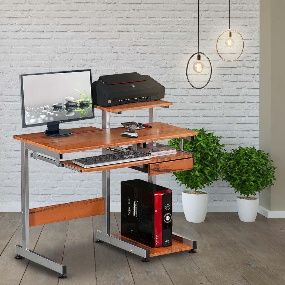 Techni Mobili Complete Computer Desk Workstation w/ Multiple Shelves and Panels
