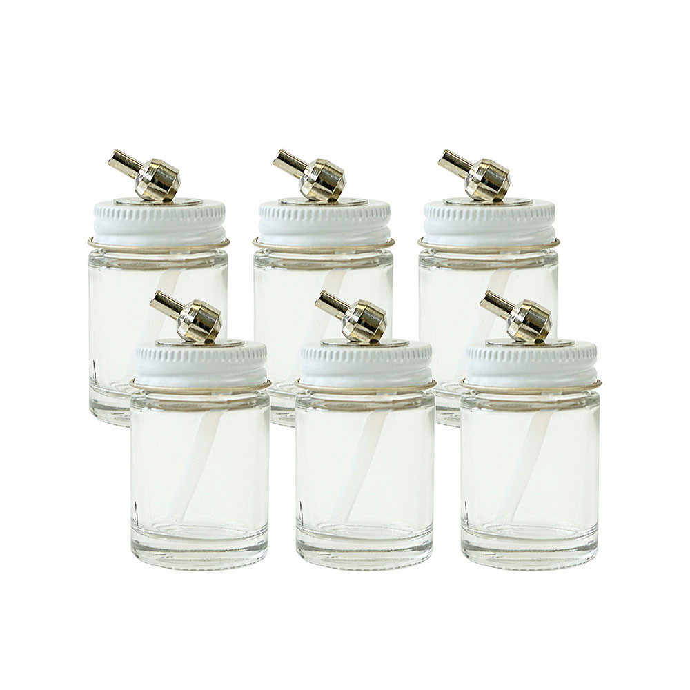 H-1-OZ-6P 1oz Glass Bottle Assemblies 6 Pk For Paasche H & EZ Airbrushes