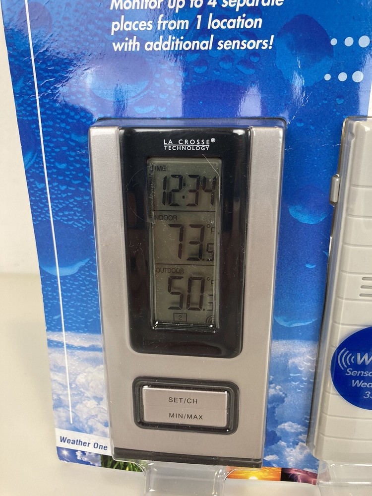 La Crosse Wireless Thermometer Sensor & Receiver Weather One 9117 Digital Clock