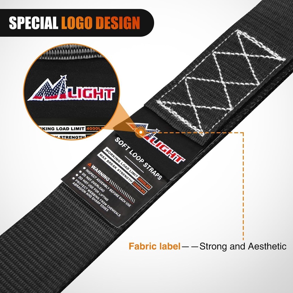 Nilight Motorcycle Tie Down Straps Max Break Strength 12000Lbs Black