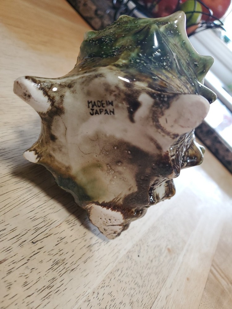 Vtg Ceramic Conch Shell Shaped Planter/Ashtray 5×4×3" Japan