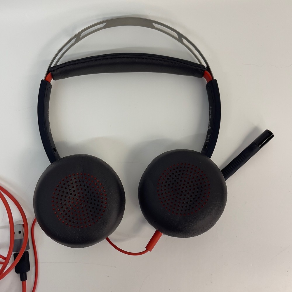 Plantronics Poly Blackwire 5220 Stereo USB Wired Headset With Mic Tested Working