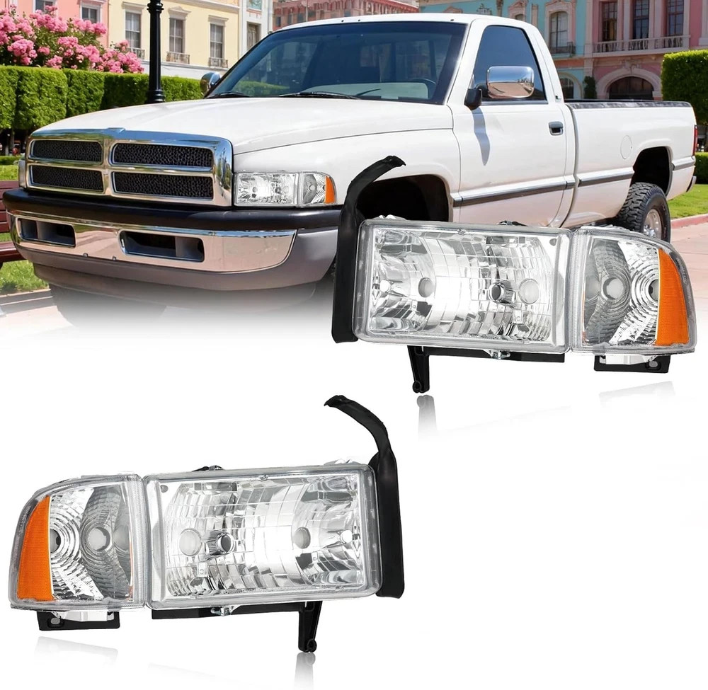Headlights Assembly, Headlight Replacement Compatible with 1994-2001 Dodge Ram 1