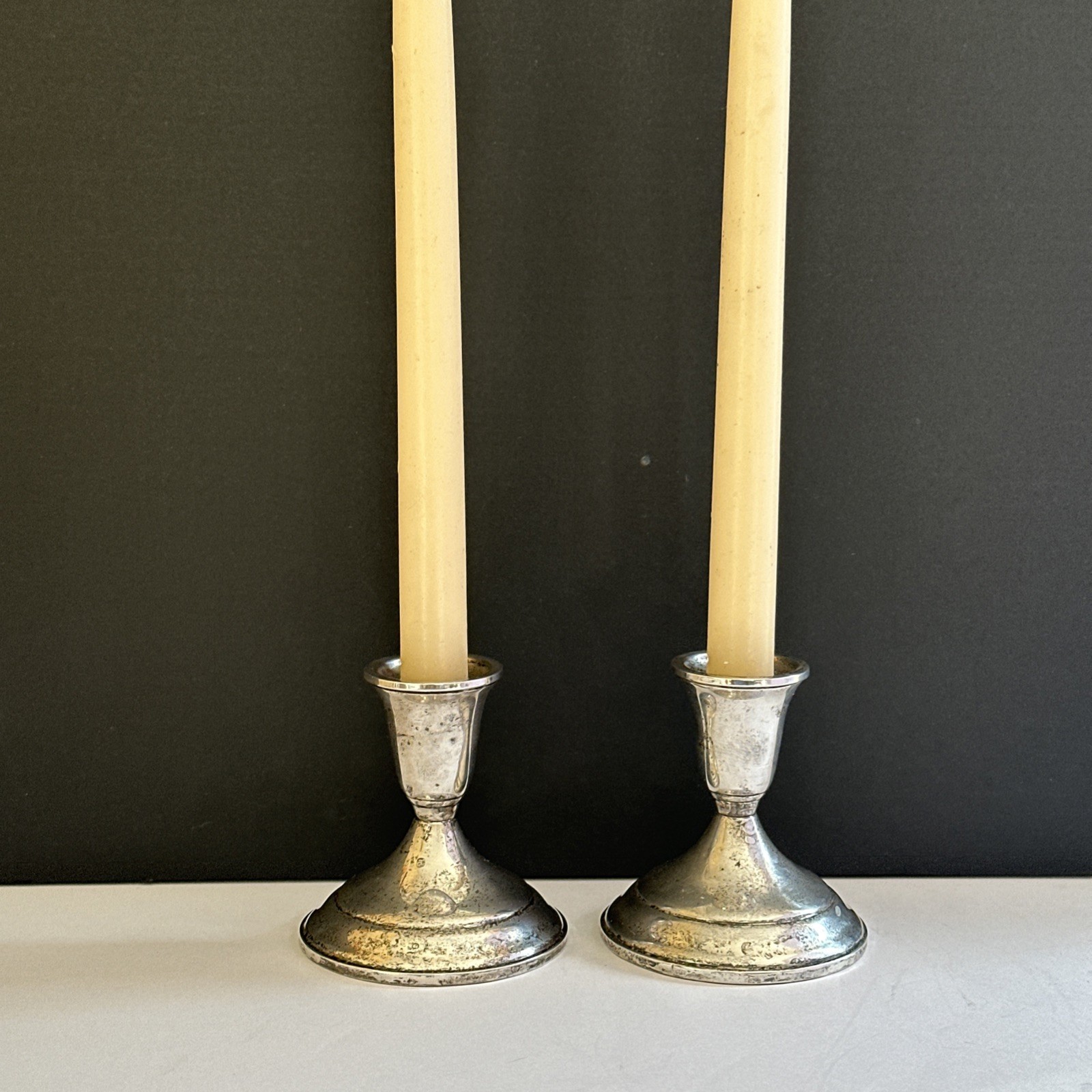 Pair Towel weighted Sterling Silver Candlesticks Candleholders Classic