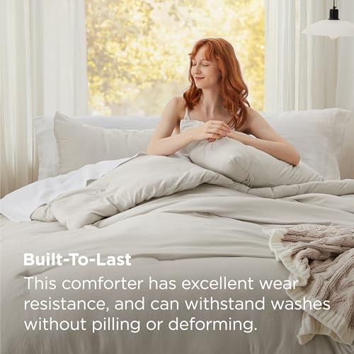 Queen Comforter Set, Beige Soft Prewashed Bedding Queen(90"x90") 01 - Beige