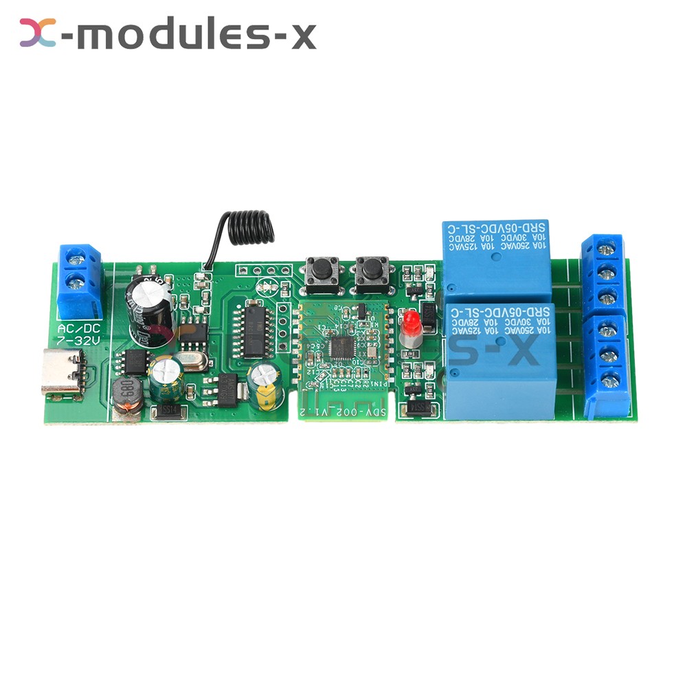 7V-32V AC/DC eWeLink APP Bluetooth 2CH WIFI Relay Switch Module Type-C RF 433