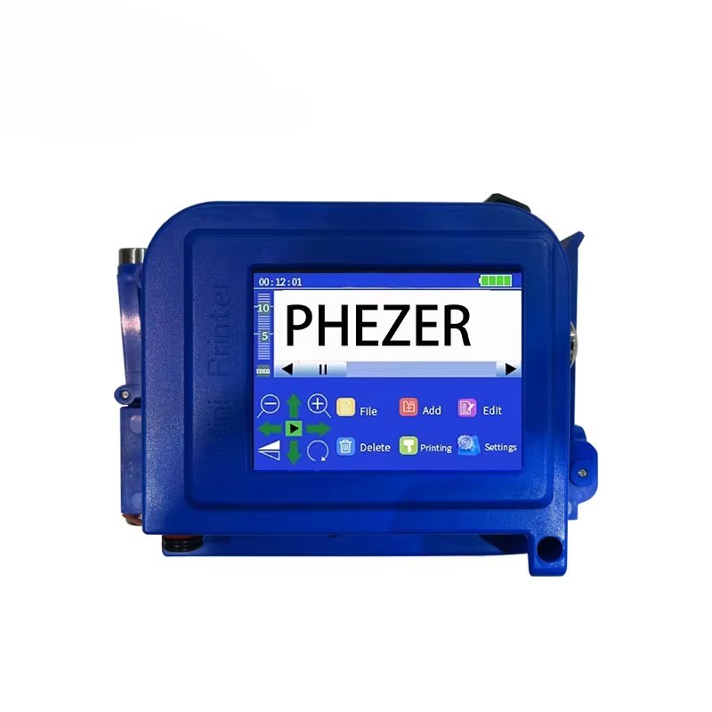 Mini portable handheld inkjet printer prints expiration dates on glass bottles