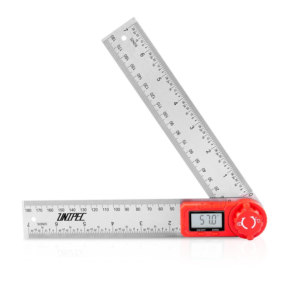 UNIPEC Digital Angle Finder Protractor, Ruler,Stainless Silver