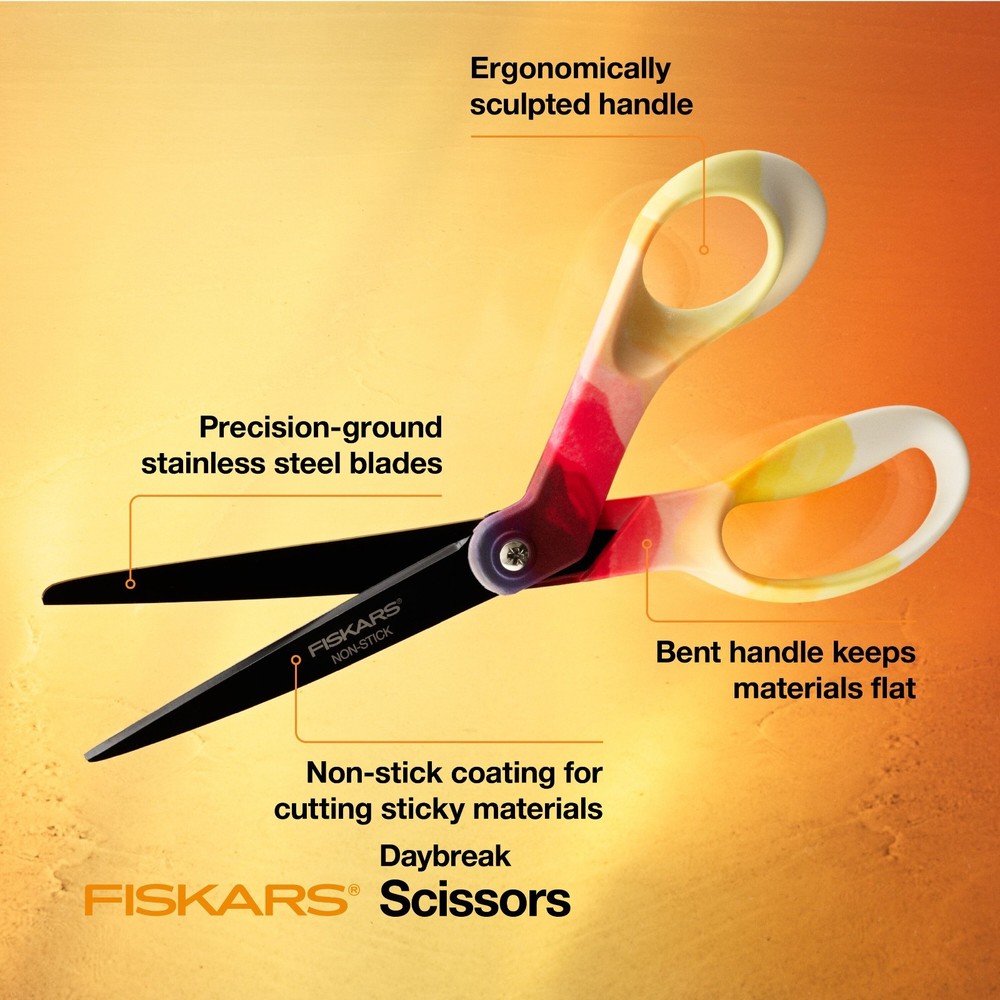 Fiskars Explore Collection 8" Non-Stick Scissors - "Daybreak" Pattern #179282