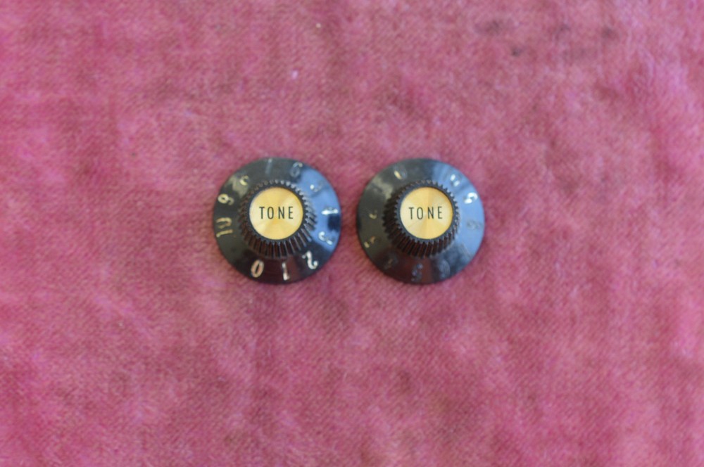 Vintage 1968 Gibson Witchhat Knobs Witch Hat Black Gold Inserts Les Paul Custom!