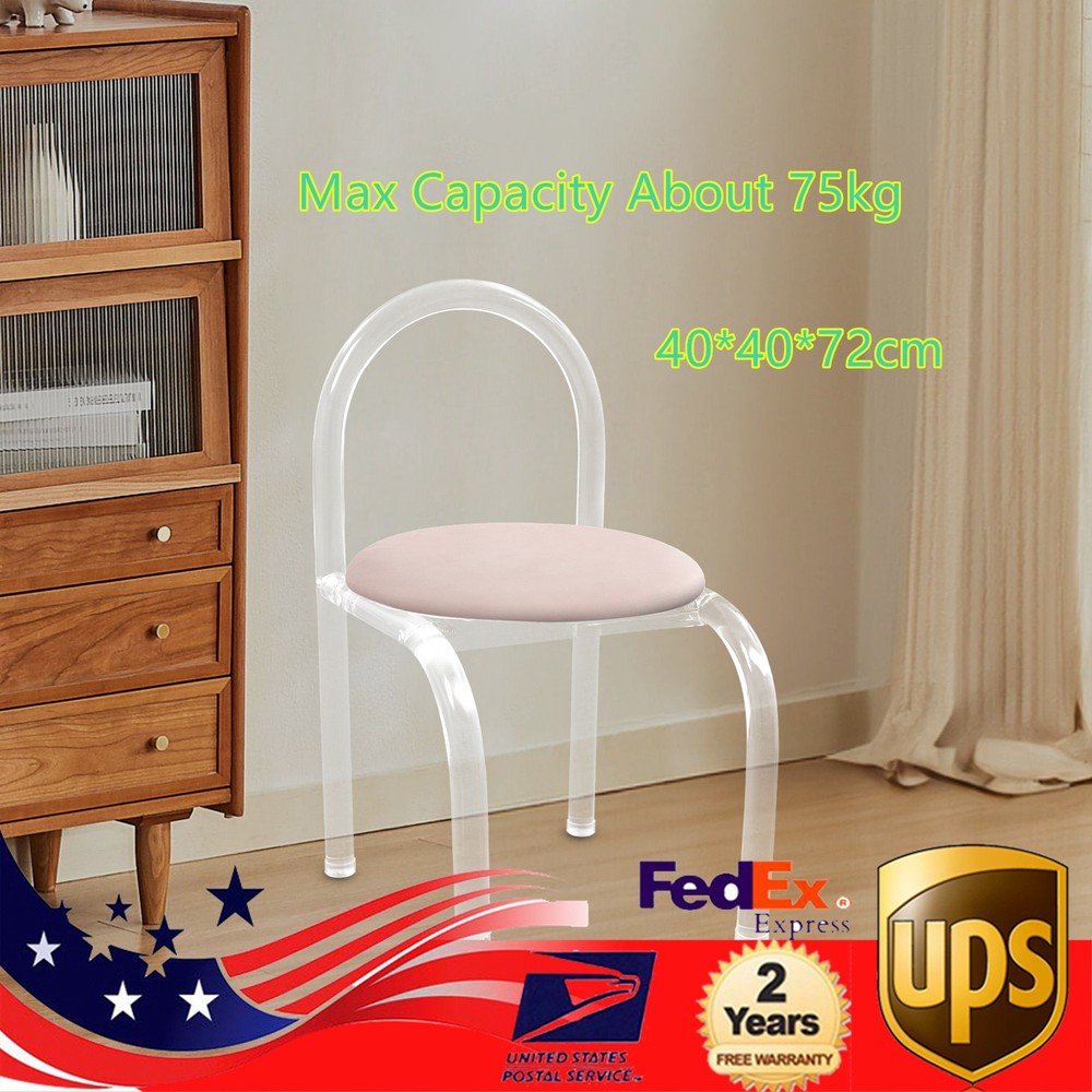 Makeup Stool Modern Minimalist Multi-functional Vanity Acrylic Chair w/ Cushion