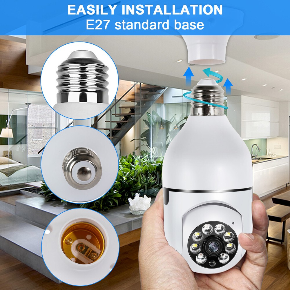 💖360° Wireless WiFi IP Camera E27 Light Bulb 1080P HD Panoramic Security Camera