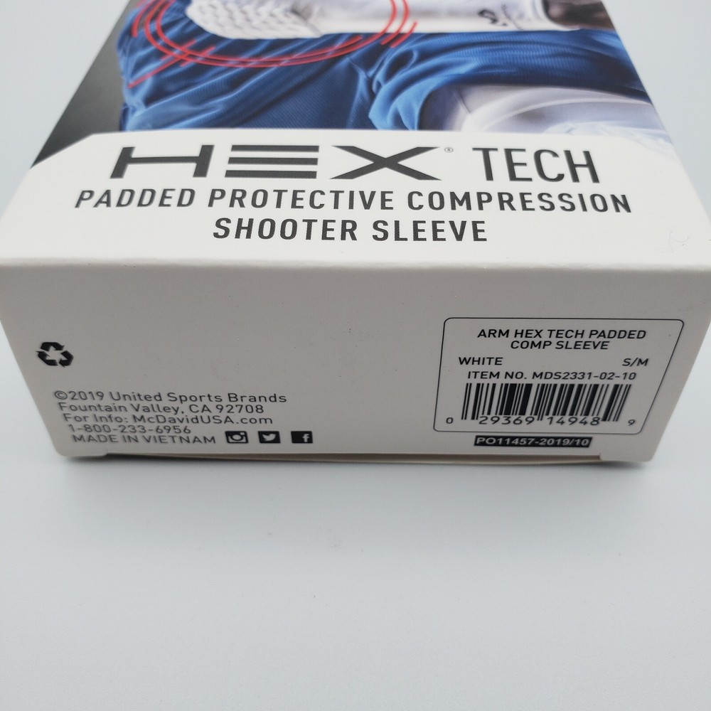 McDavid Hex Tech Padded Compression Shooter Sleeve (Small -- XLarge) White