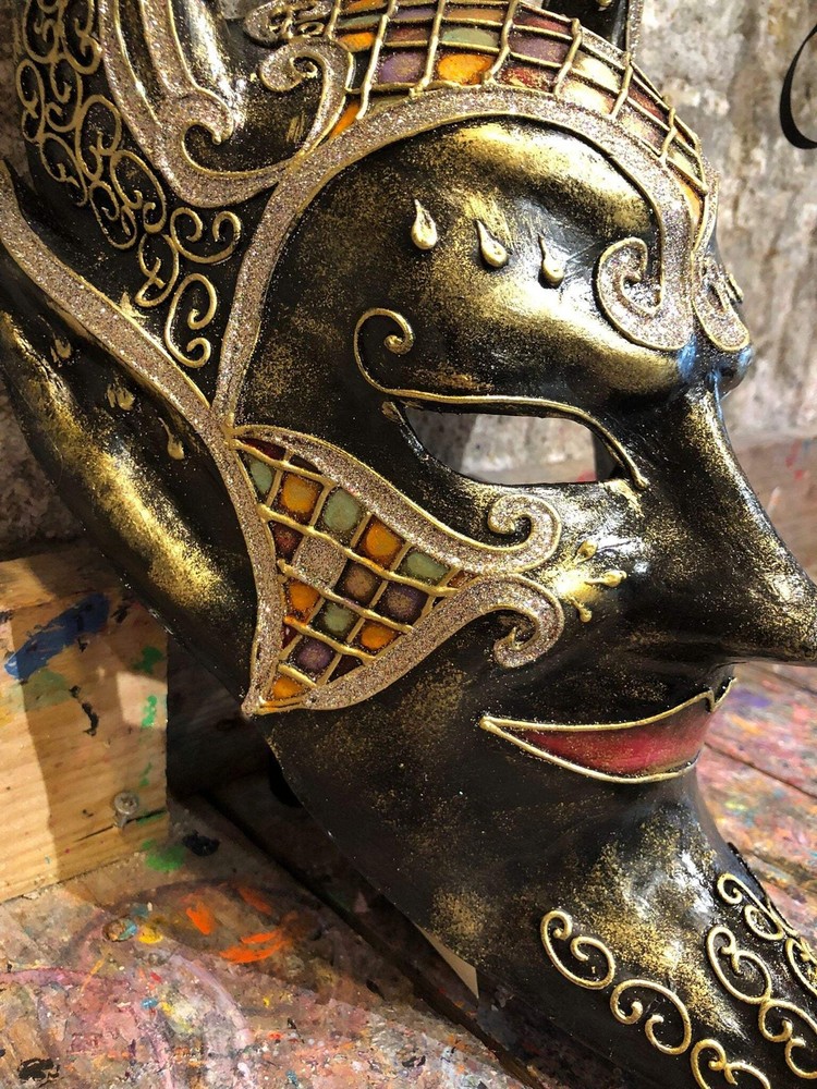 Black Devil Carnival Mask - Exclusive Venetian Devil Mask