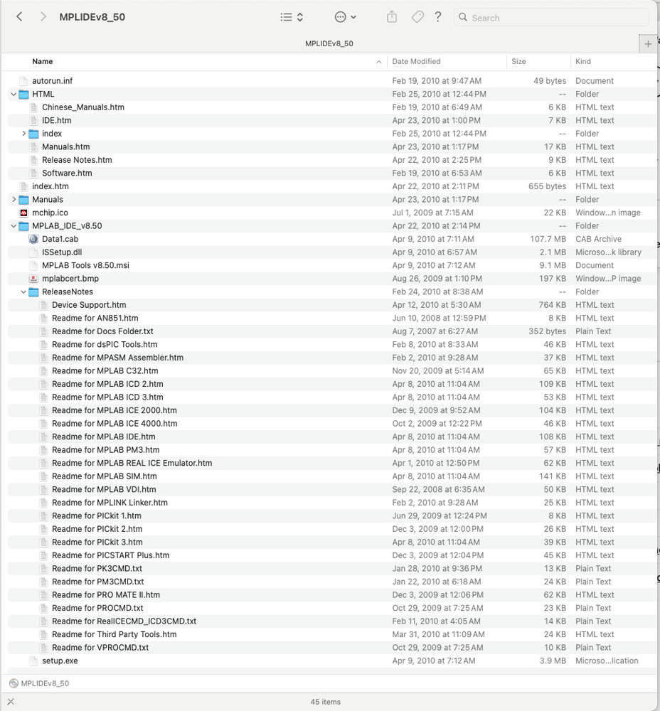 MicroChip MPLAB IDE v8.50 Software Installation CD