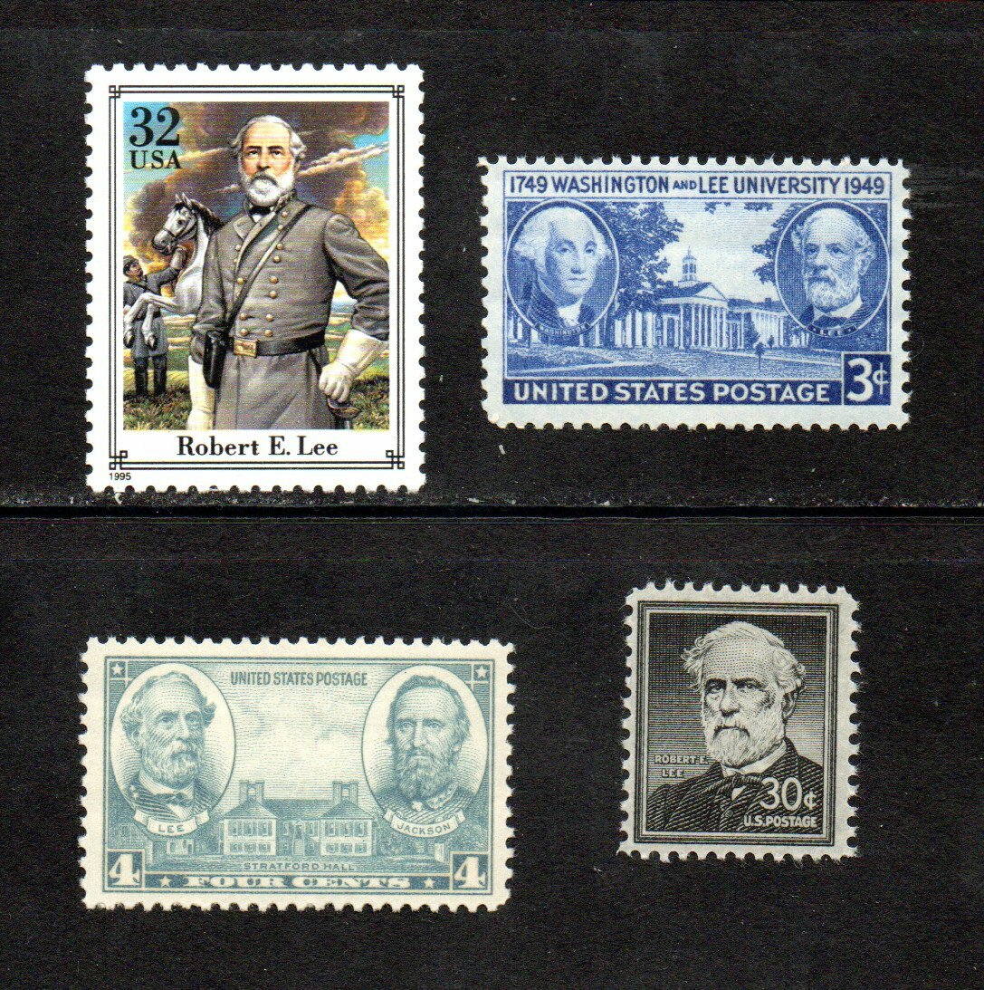 Robert E Lee-  4 Mint Condition US Postage stamps Civil War Confederate General