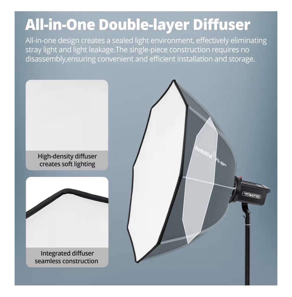AMBITFUL FS80pro 31.4"/80cm Octagonal Softbox,Quick Release Bowens Mount Softbox
