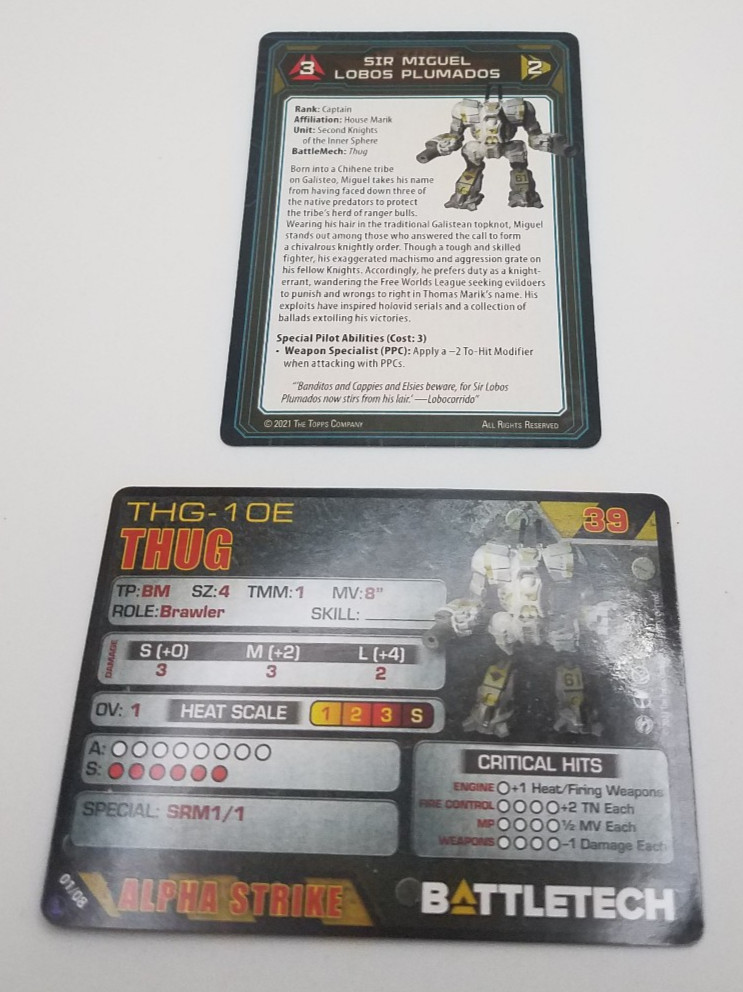 Battletech Inner Sphere Support Lance - Thug *Mech & Cards*
