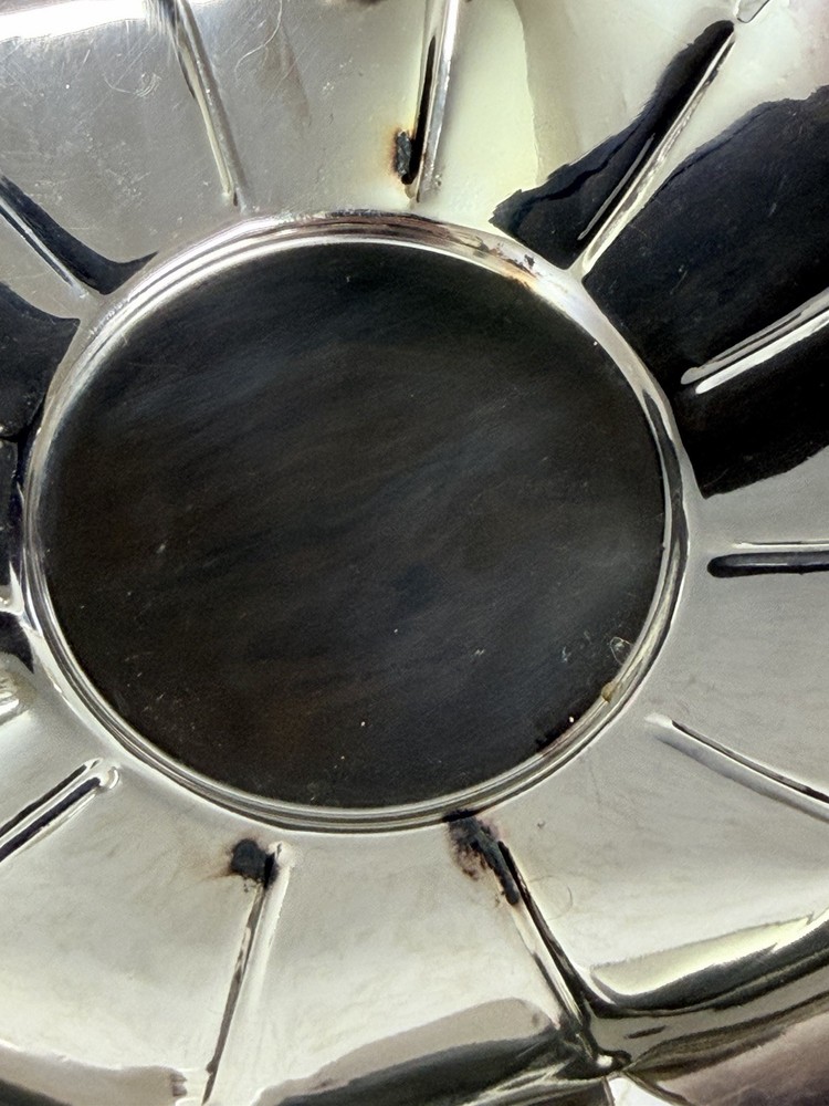 Leonard Lotus Bowl Centerpiece 3 Piece Set Made In Italy Silver Flower Frog