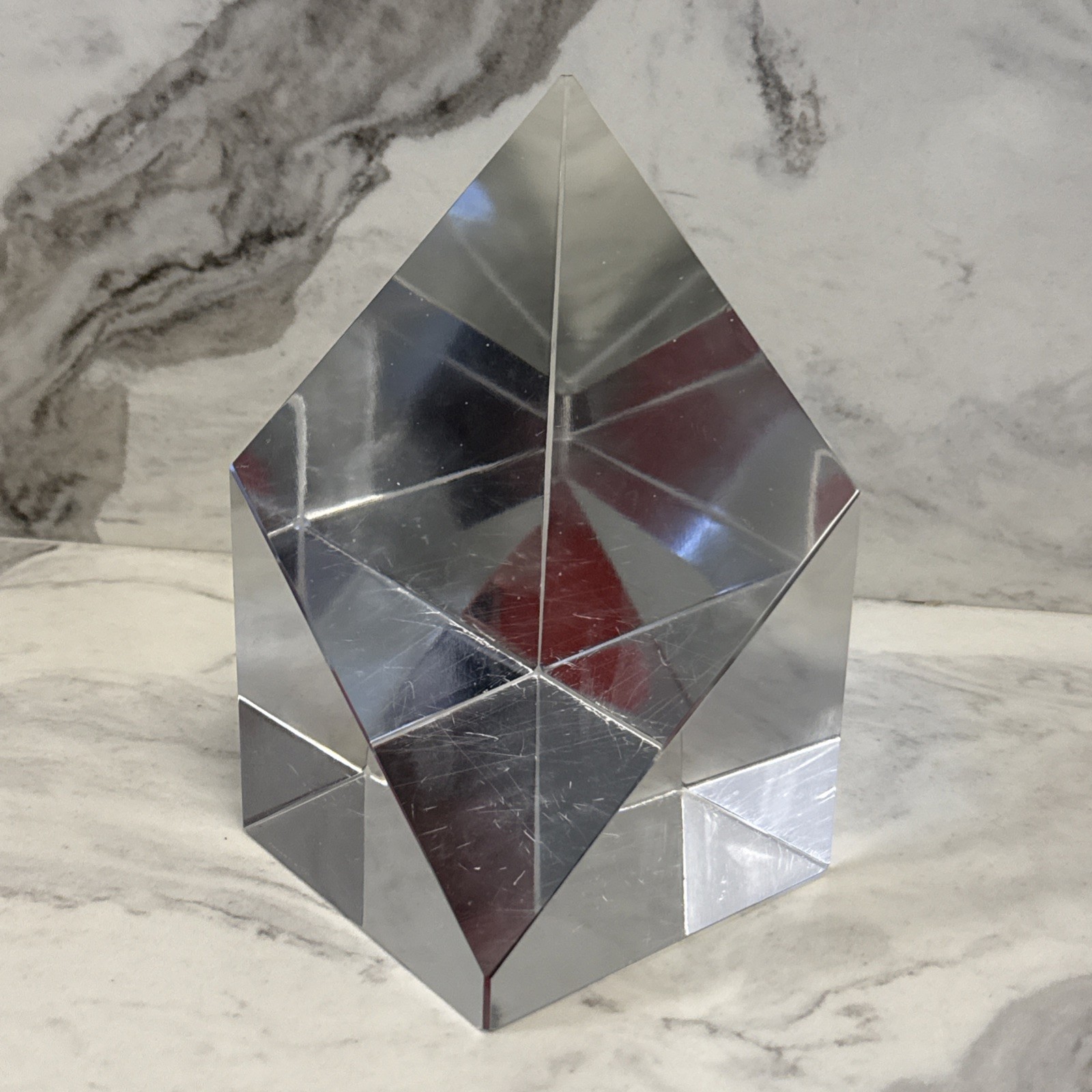 Tiffany & Co Rare Vintage Signed Large Faceted Crystal Sculpture Estate Find