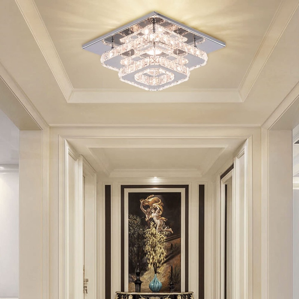 Mini Chandelier LED Crystal Ceiling Light 2 Layers Flush Mount Ceiling Light ...
