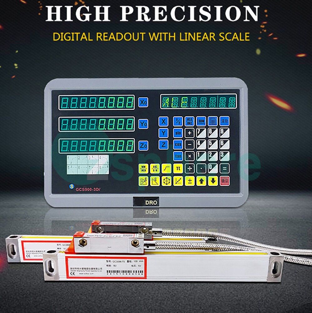2/3Axis Digital Readout DRO TTL Glass Linear Scale Encoder CNC Milling Lathe US