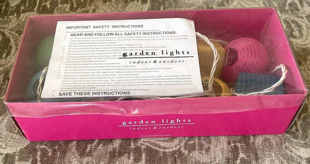 Pier 1 Garden Lights String 10 Lanterns Multi-Color