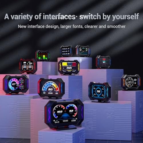 P25 OBD2 Scanner HUD Display, Code Reader with RPM Speed Gauges, Overspeed