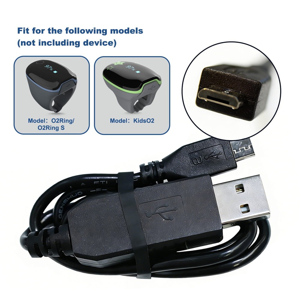 Original Micro USB Charging Cable & PC Data Cable For O2Ring & KidsO2 only