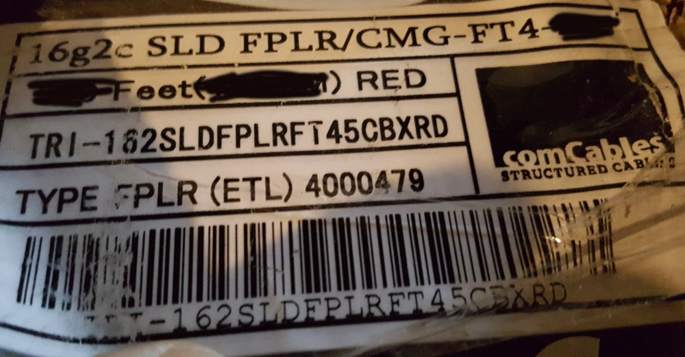 comCables BC-162SLDFPLR 16/2C Solid Bare Riser Fire Alarm/Comm Cable Red /100ft