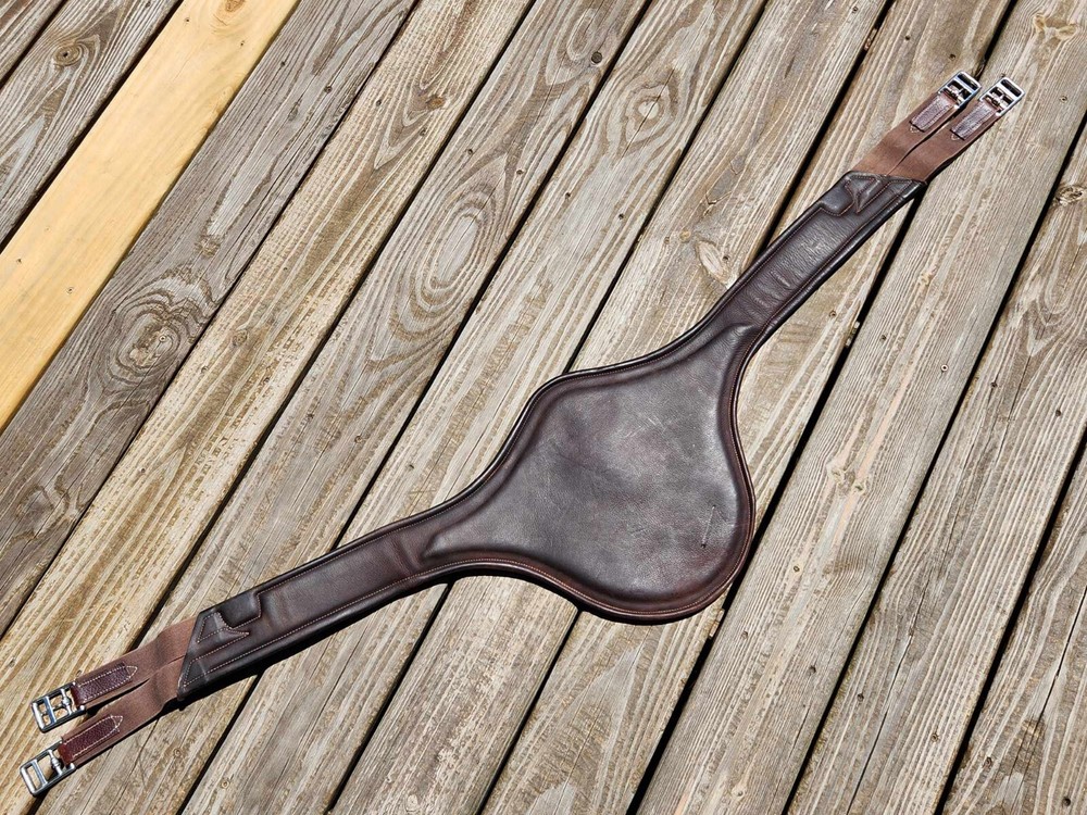Devoucoux Two Tone Brown Padded Belly Guard Stud Jump Girth - 58"-145cm