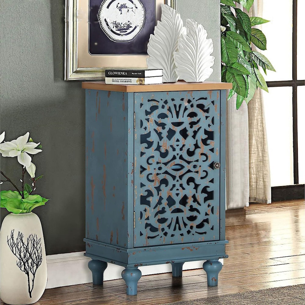 Accent Cabinet Console Table Decorative Sideboard Buffet Storage Cabinets Blue