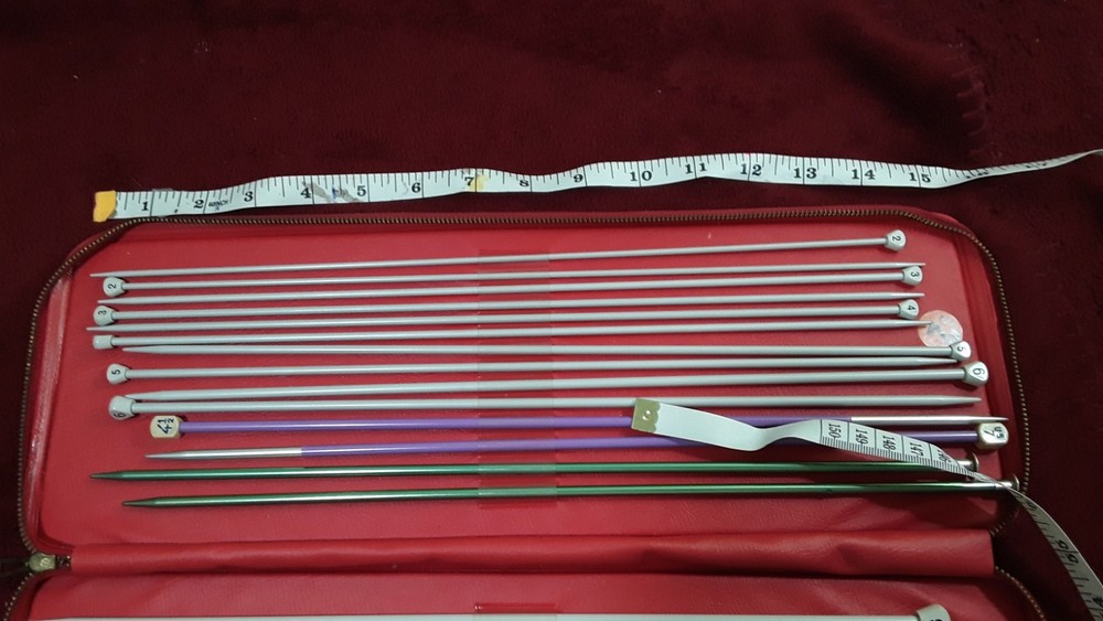 Knitting needles in zipper case