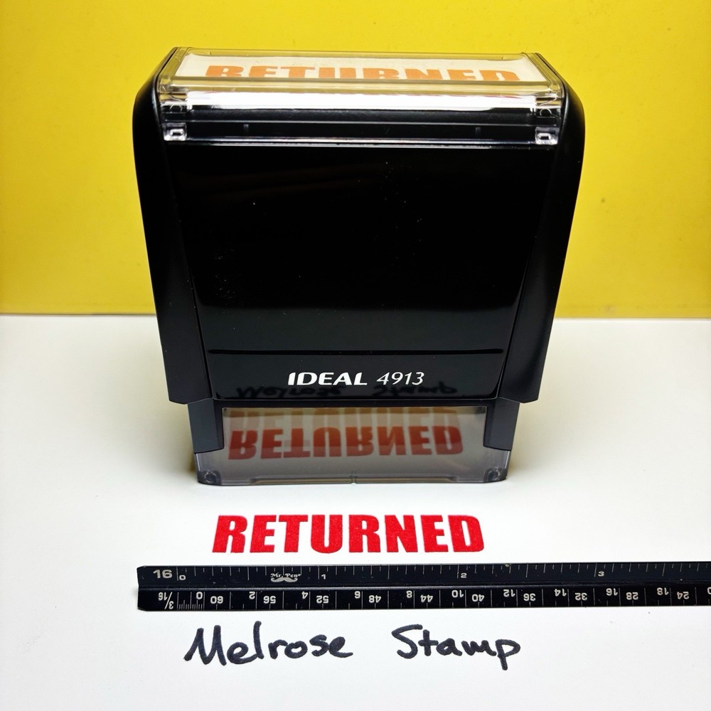Returned Rubber Stamp Red Ink Self Inking Ideal 4913