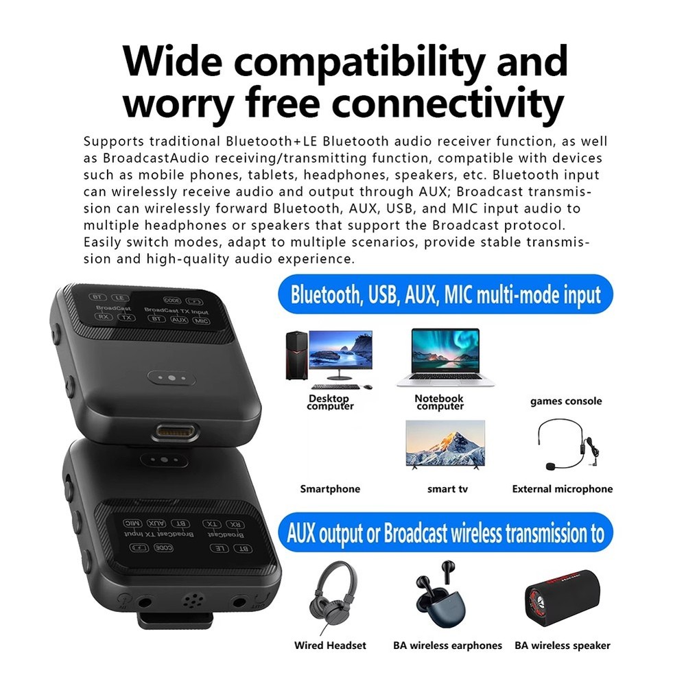 Bluetooth 5.4 Audio Receiver Transmitter -LL//AD LC3 Auracast LE Audio1284