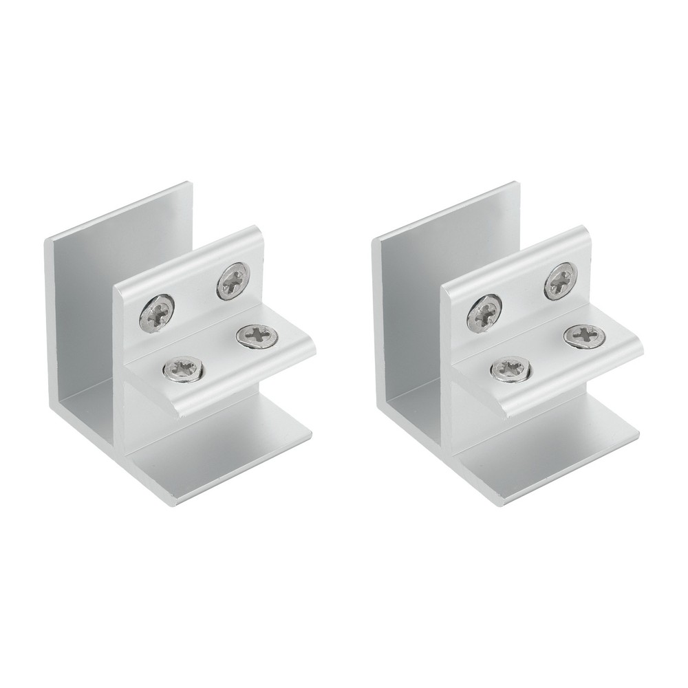 2pcs 90° clamp for glass thickness 18-20mm, adjustable support, silver