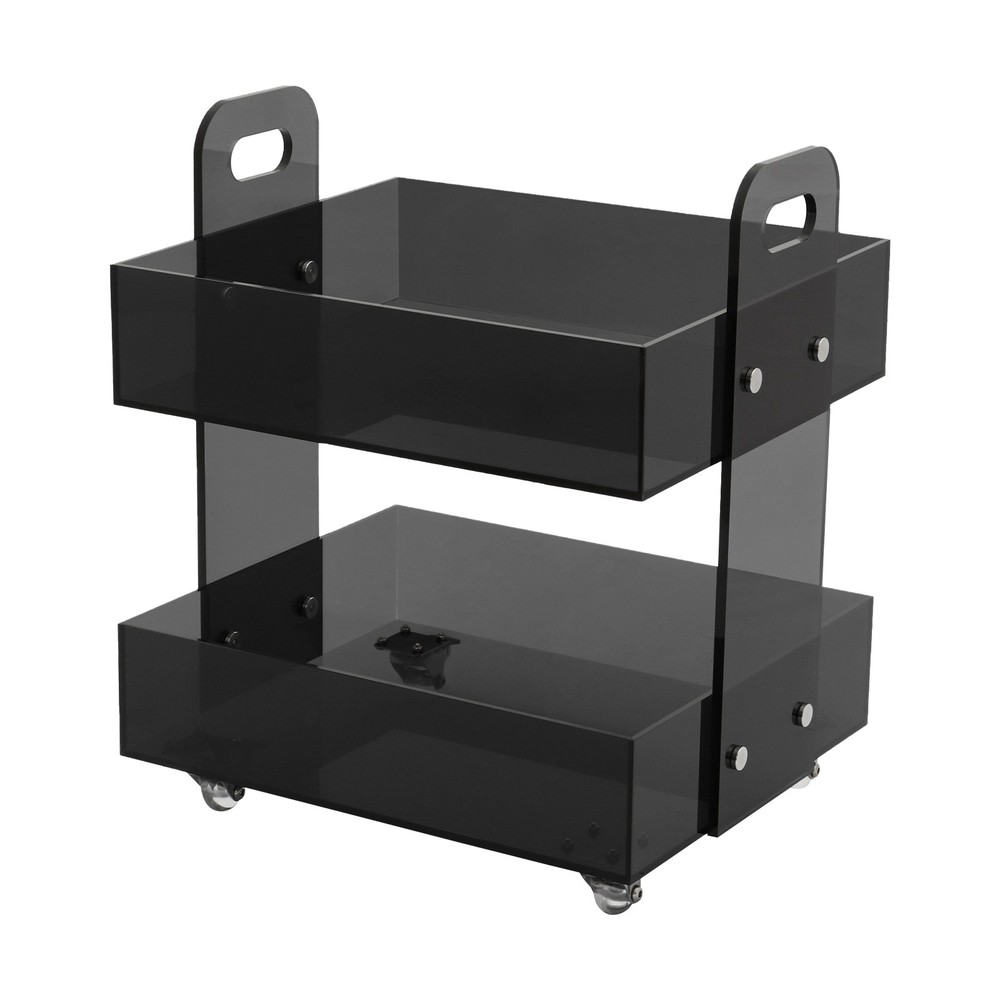 Free Standing Acrylic Side Table Storage Rack with Wheels Acrylic Bedside Table