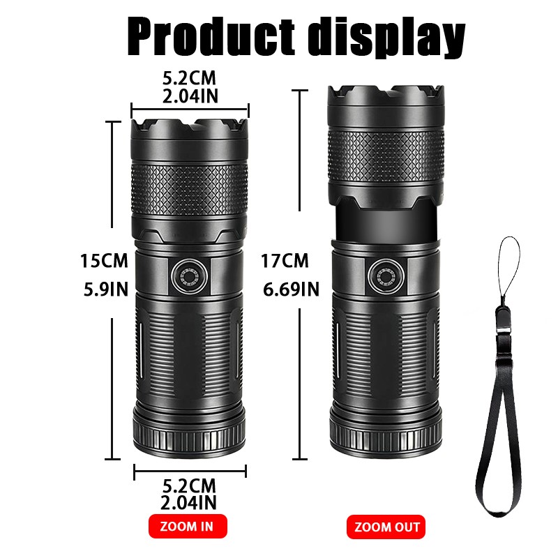 99000000 Lumen Super Bright LED Flashlight Rechargeable Tactical LED Work Light