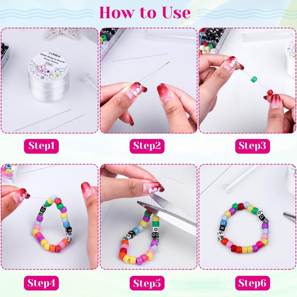 Stretchy String for Bracelets, Cridoz 0.5mm Clear Elastic 0.5 mm, Transparent
