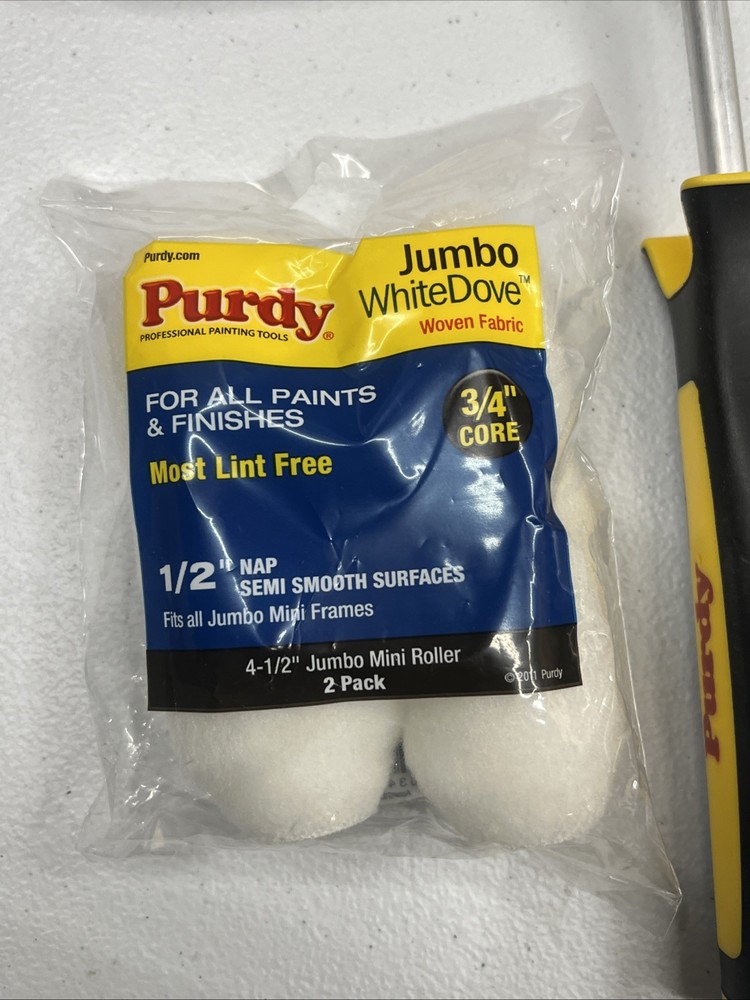 Purdy 9” Paint Roller Frame & 3pk White Dove Rollers Set & 2pk 3/4 Core Rollers